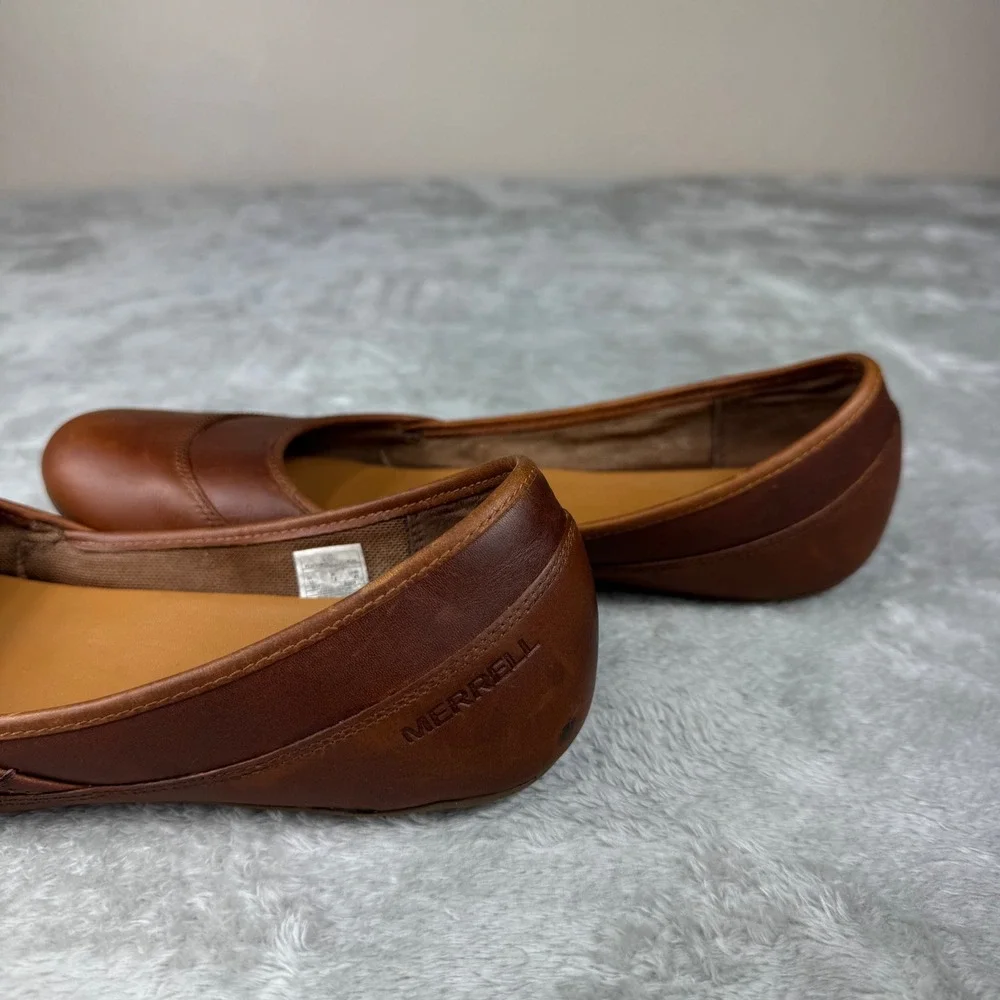 Merrell Leather Ballet Flats Women's US 10 Brown Slip On Comfort Casual Shoes
